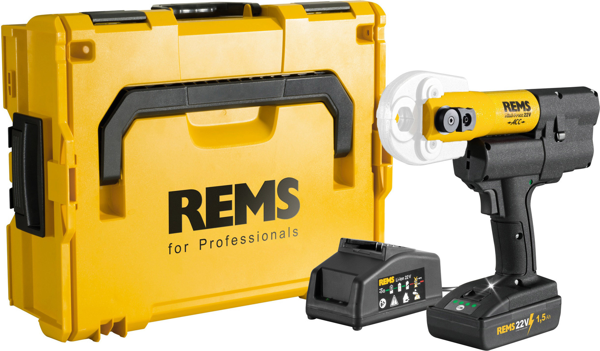 Rems / Urządzenia i narzędzia do obróbki rur / Zac Zaciskarka promieniowa do rur Rems Mini-Press 22 V ACC BP L-Boxx 578014 R220