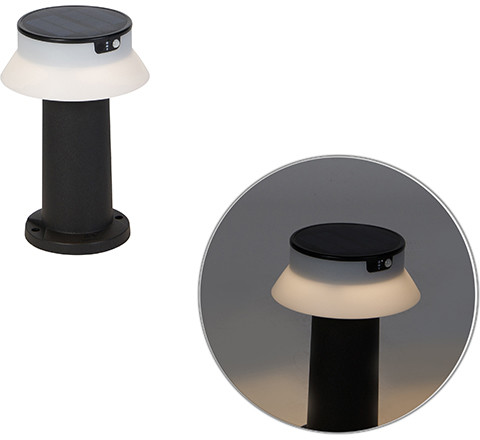 QAZQA Stojąca lampa zewnętrzna czarna z diodą LED i ściemniaczem IP55 solarna - Felice