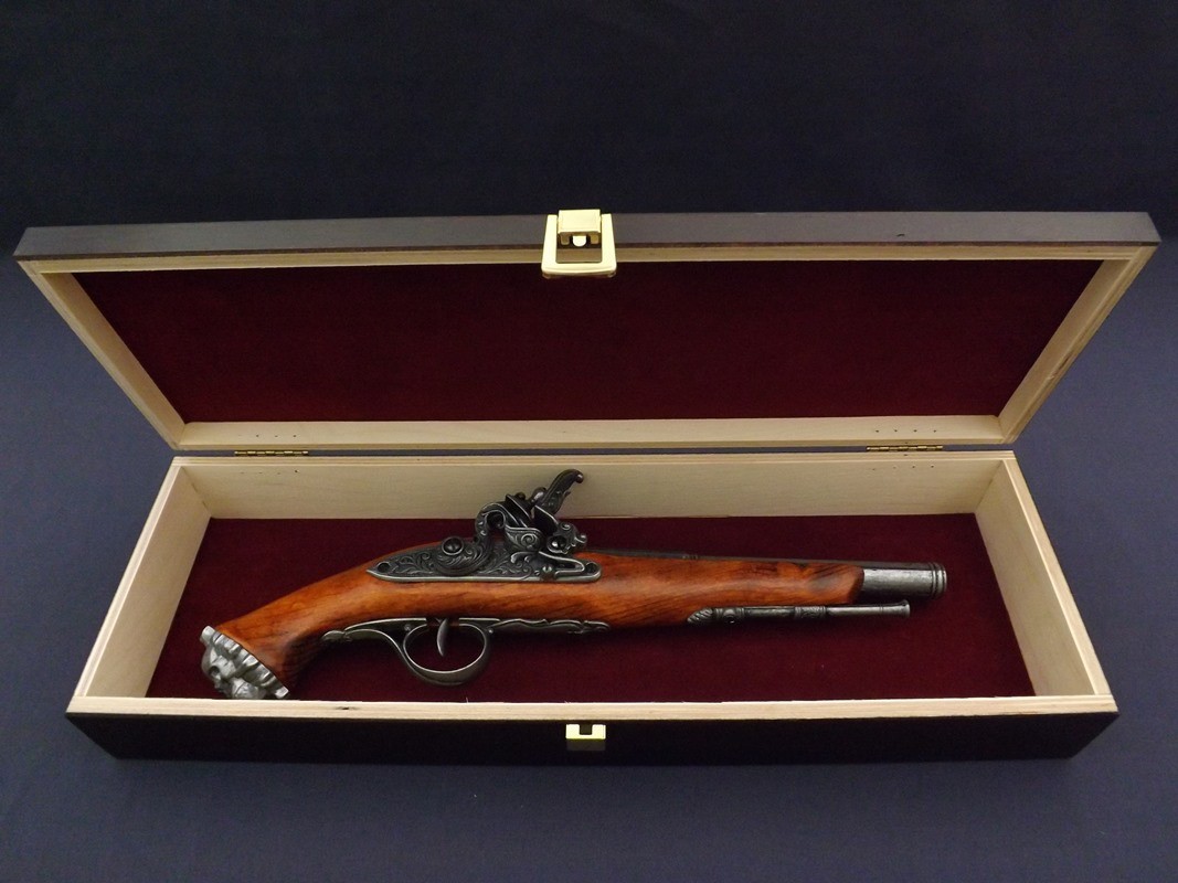 Denix SA REPLIKA PIRACKI PISTOLET SKAŁKOWY W PUDEŁKU MODEL 1103G+P01 1103G+P01