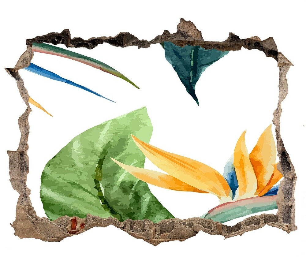 Wallmuralia.pl Naklejka 3D dziura na ścianę Tropikalne kwiaty