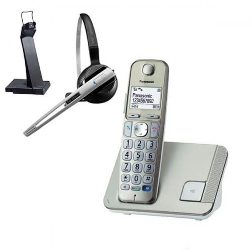 Panasonic Telefon bezprzewodowy z słuchawką call center KX-TGE210 + Epos DW 10 HS (idealny zestaw na recepcję) KX-TGE210PDN+DW10HS