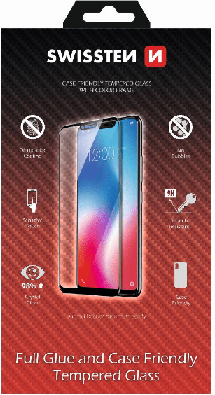 SWISSTEN szkło FULL GLUE Color frame case friendly APPLE IPHONE X/XS czarne 54501703)