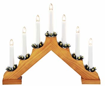 Konstsmide Konstsmide 2262-130 drewniany żyrandol, dąb bejcowany / do wnętrz (IP20) / 230 V wewnątrz / 7 przezroczystych żarówek / biały kabel 2262-130EE