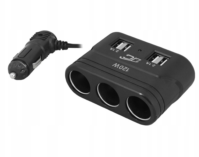 Ltc Adapter Car Fire 3 gniazda 120W + 4 Usb, 4,2A