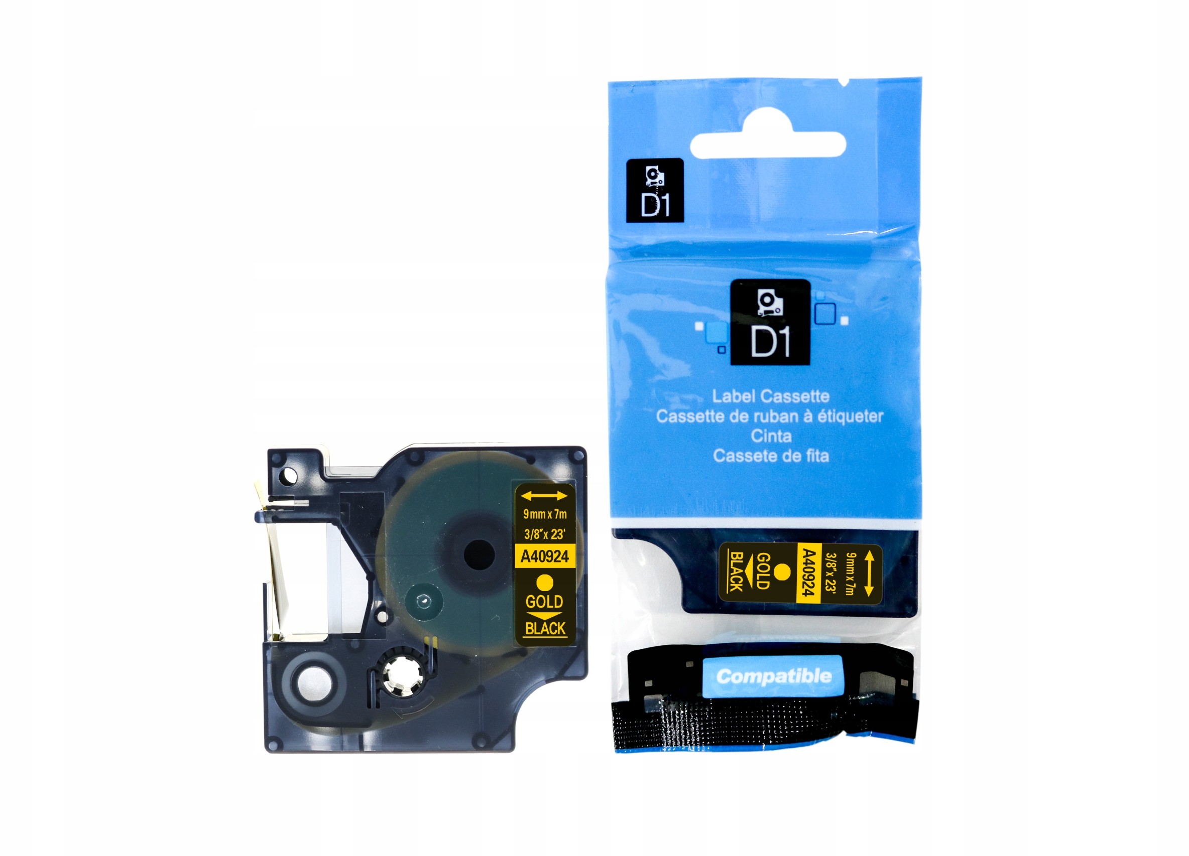 Dymo Taśma do D1 40924 9mm 7m czarna/złoty