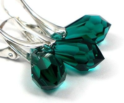 Arande Swarovski Srebrny Komplet Łezki Emerald 2330141486