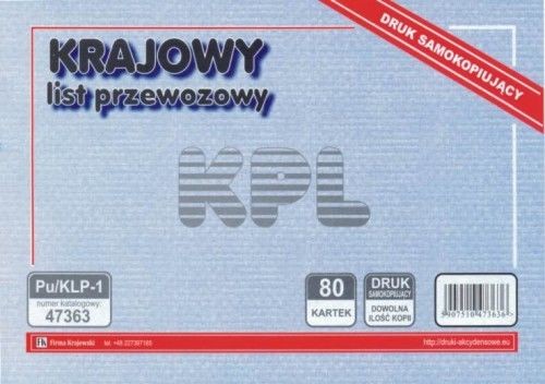 Firma krajewski Krajowy list przewozowy [Pu/KLp-1] Pu/Klp-1