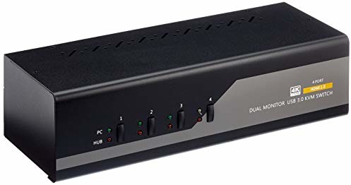 InLine InLine 62654I KVM Desktop Switch, 4-krotny, podwójny monitor, HDMI, 4K, USB 3.0, Audio 62654I