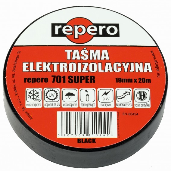 Taśma elektroizolacyjna mrozoodporna 19mm/20m czarna