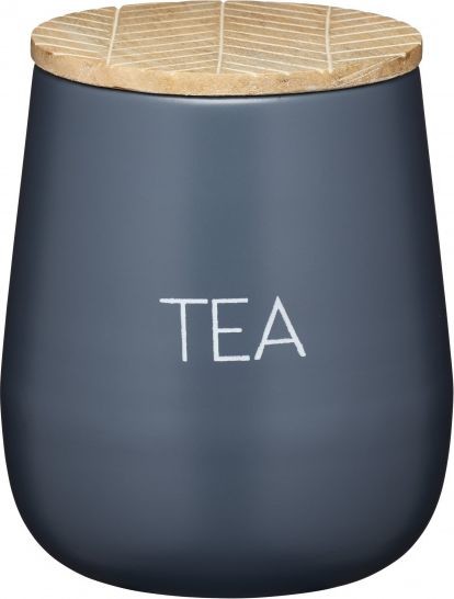 NoName dzbanek do przechowywania herbaty 15 x 12,5 cm drewno/stal szara twm_930456