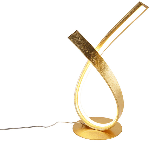 Paul Neuhaus Designerska lampa stołowa złota 38,5 cm z diodą LED i ściemniaczem - Belinda 105139