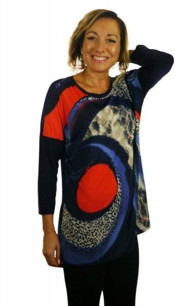 Bluzka, kimono, rękaw 3/4, wzór z przodu, Kreator Studio Mody, rozmiar 44