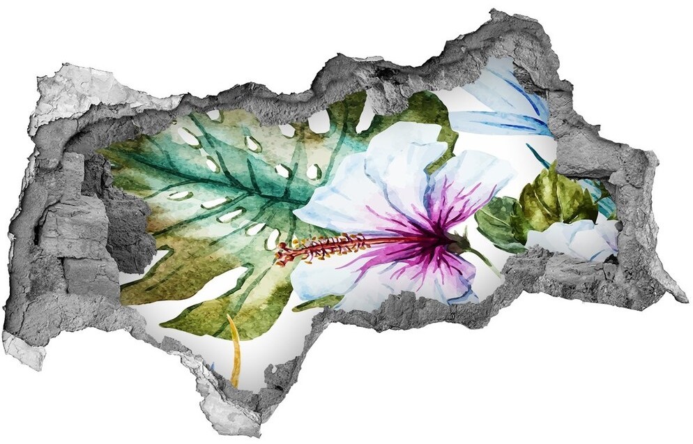 Wallmuralia.pl Okleina 3D dziura naklejka Hawajskie kwiaty