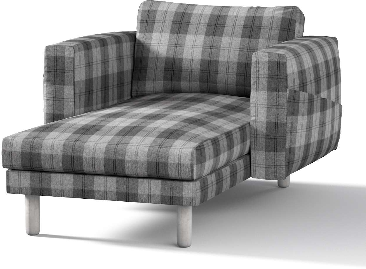 Dekoria pl pl Pokrowiec na szezlong Norsborg z podłokietnikami krata szaro-grafitowa 110 x 157 x 85 cm Edinburgh 1023-115-75