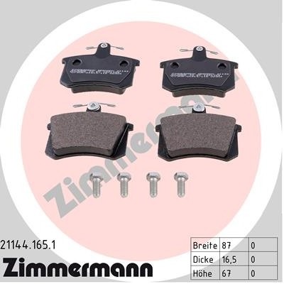 ZIMMERMANN Klocki hamulcowe - komplet 21144.165.1