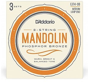 DAddario EJ74-3D Struny do mandoliny, Phosphor Bronze, Medium, 11-40, 3 kpl EJ74-3D