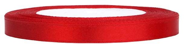 PartyDeco Tasiemka satynowa, czerwona, 6 mm / 25 m TS6-007