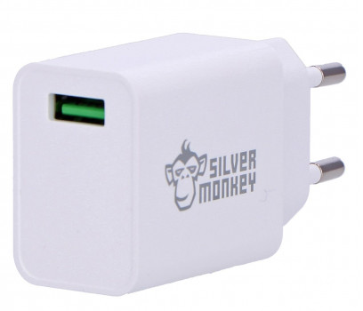 Silver Monkey Silver Monkey Ładowarka sieciowa USB-A QC 3.0 18W darmowy odbiór w 22 miastach i bezpłatny zwrot Paczkomatem aż do 15 dni QC-USB18W-SM