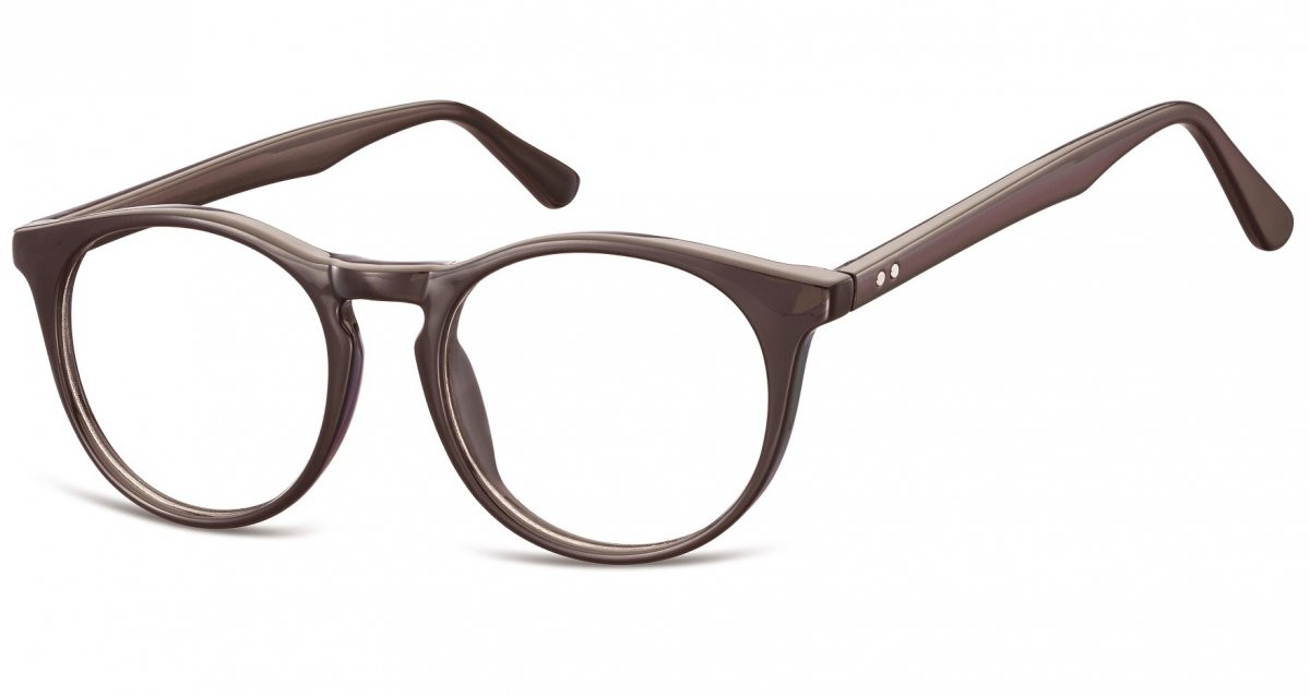 Sunoptic Oprawki korekcyjne okrągłe Lenonki zerówki CP146C ciemnobrązowe CP146C