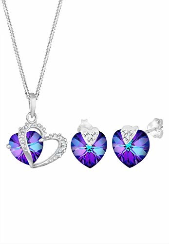 Elli Zestaw: naszyjnik damski  + kolczyki srebro 925 wysokiej próby Swarovski kryształ niebieski 0910391413 _ 45