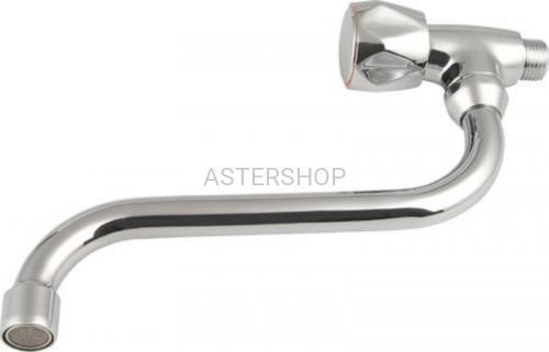 Aqualine Zawór kulowy ścienny z długą wylewką 1/2