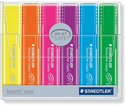 Staedtler 364 WP6 P Textsurfer classic Rainbow Colours kolorystycznie soriert, 6 sztuka Textmarker w miękki plastik etui 4007817365069