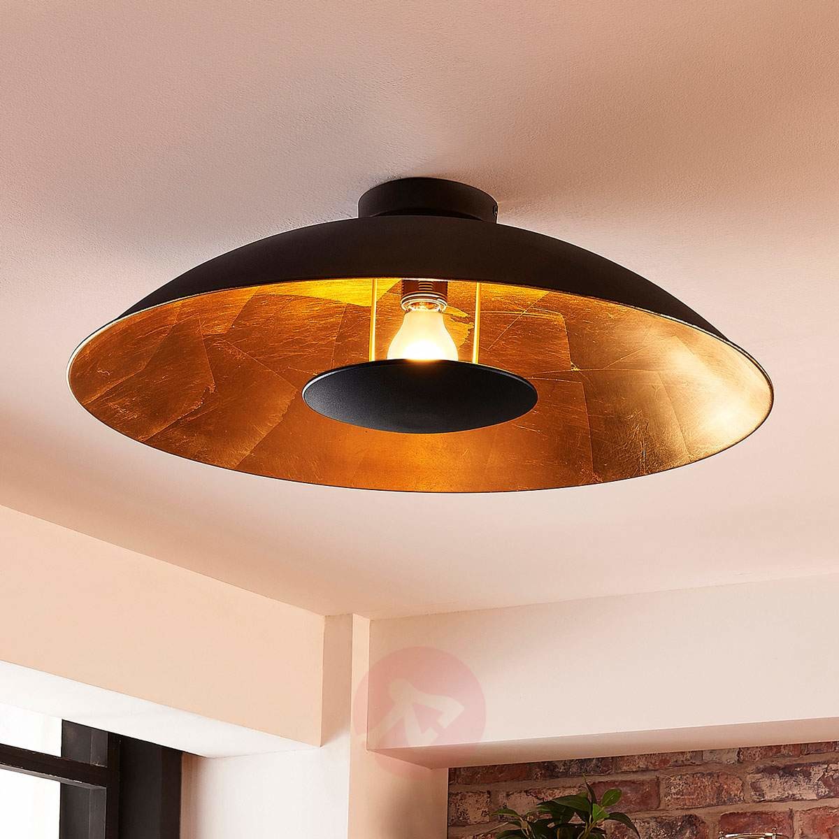 Czarno-złota lampa sufitowa Emilienne