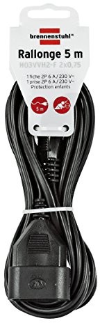 Brennenstuhl kabel przedłużający H03VVH2-F, 2 X 0,75 MM, czarny 1161801
