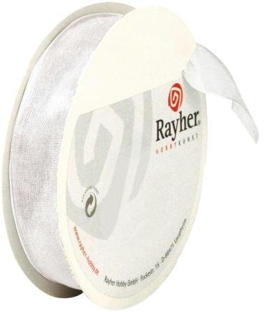 Rayher Hobby Rayher 5527802 taśma organza, 15 MM, rolka SB 10 m, biała 55-278-02