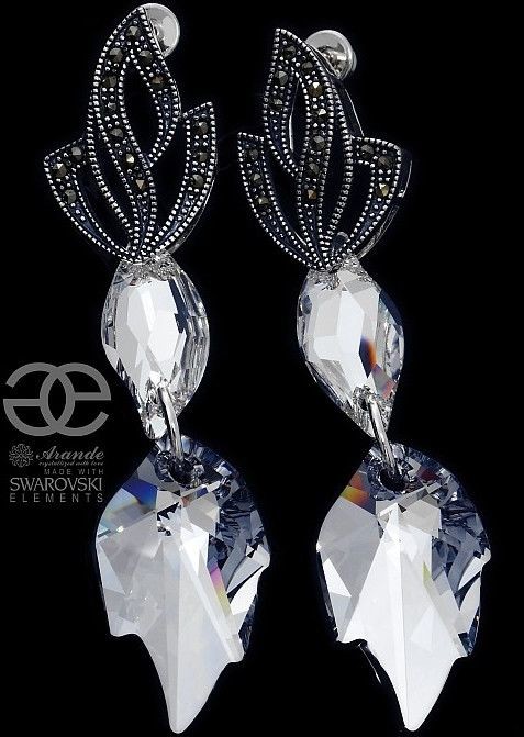 Swarovski kolczyki COMET LEAF ADMIRE SREBRO