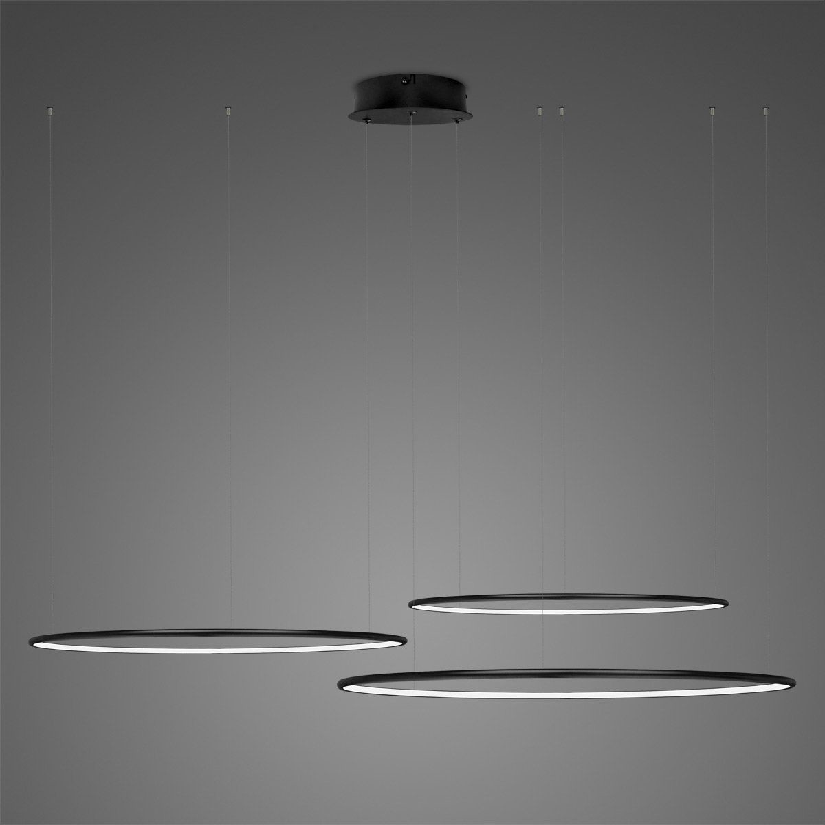 Altavola Design Lampa wisząca Nowoczesna lampa wisząca LED czarna Altavola okręgi ledowe LA075/CO3_80_in_4k_black LA075/CO3_80_in_4k_black