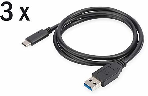 Digitus kabel do ładowania USB-C - 1 m - 3 sztuki - USB 2.0 Typ-C do USB A - Power Delivery - smartfon/tablet/notebook AK-880903-010-S