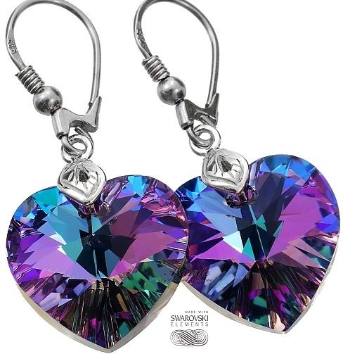 Swarovski piękne kolczyki VITRAIL SERCE SREBRO