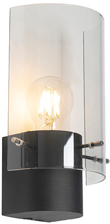 QAZQA Vintage wandlamp zwart met smoke glas - Vidra 102936