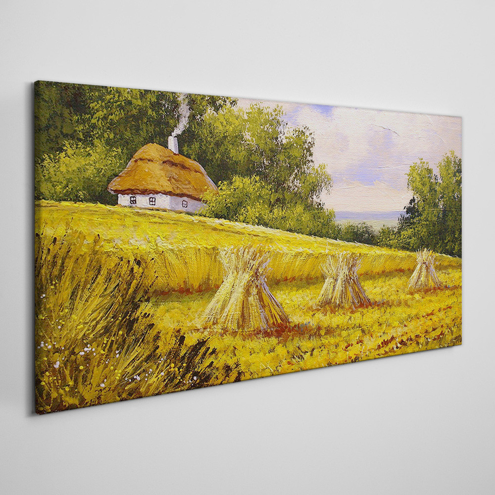 PL Coloray Obraz na Płótnie Malarstwo chata wieś 120x60cm