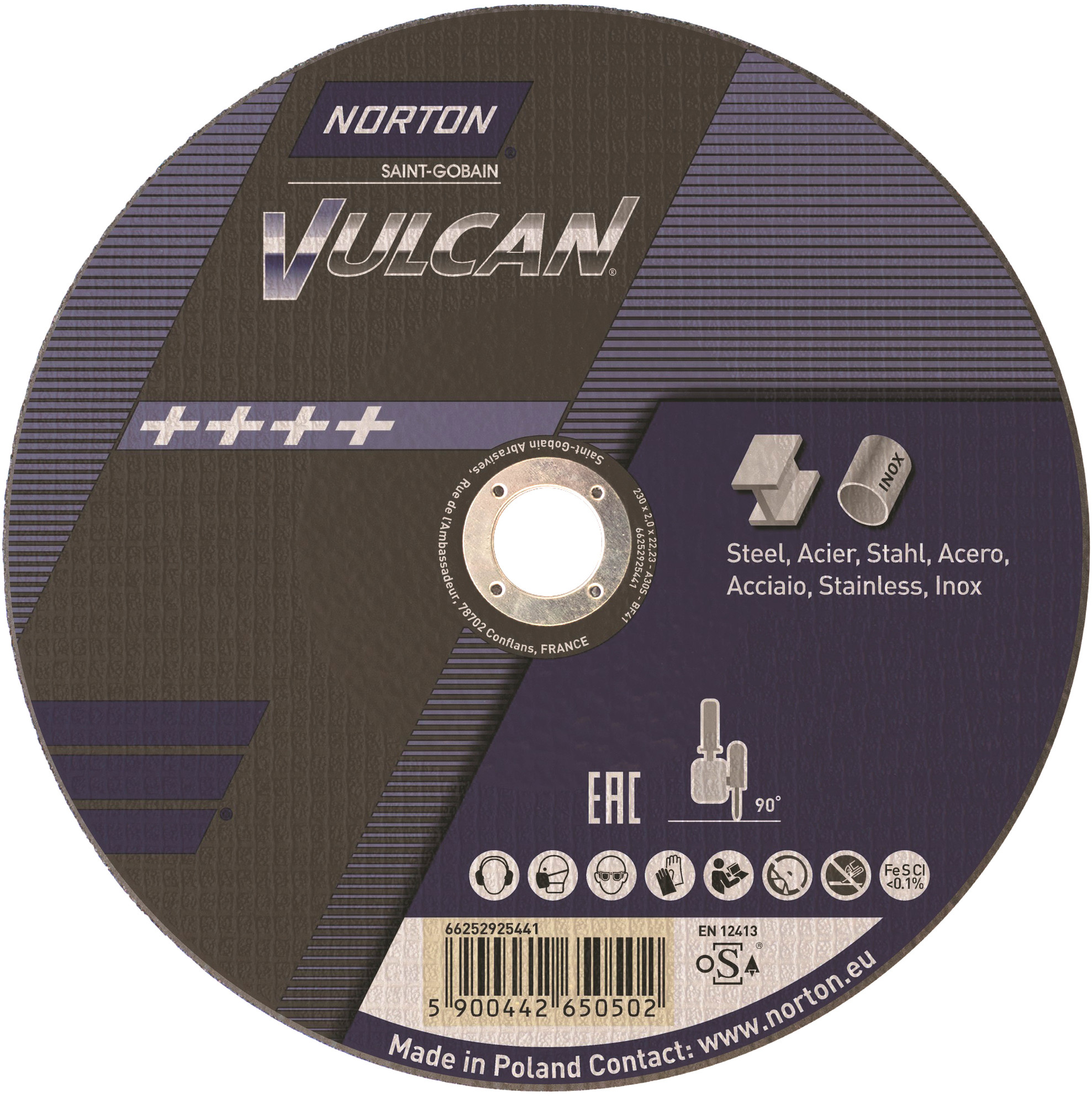 NORTON Tarcza szlifierska Vulcan 125 x 3 x 22,23 mm (25 sztuk) 66252925448