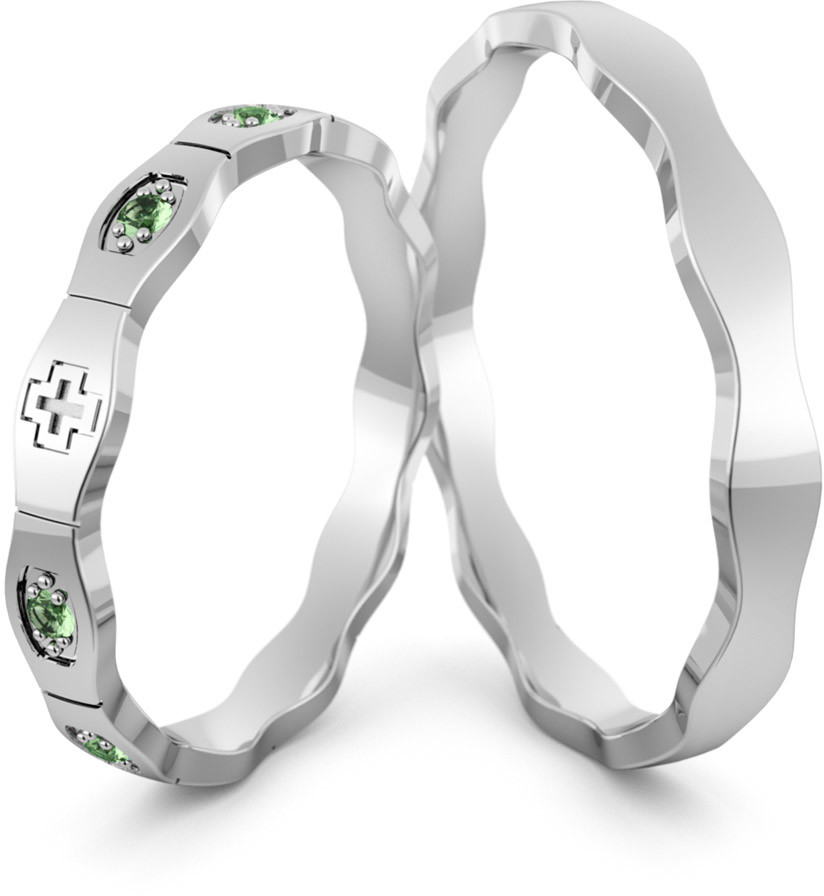 Eminence Obrączki ślubne różaniec z kolorowymi cyrkoniami - Au-1090 Au-1090-11