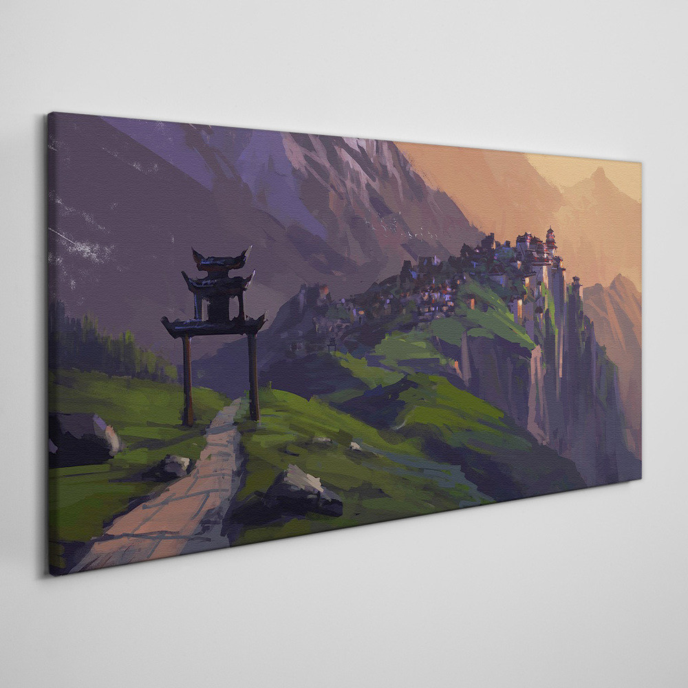 PL Coloray Obraz na Płótnie Malarstwo miasto Mounatin 120x60cm