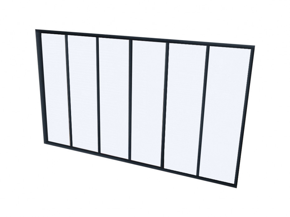 Vente-Unique Przeszklona ścianka BAYVIEW z aluminium lakierowanego na czarno - 180x105cm