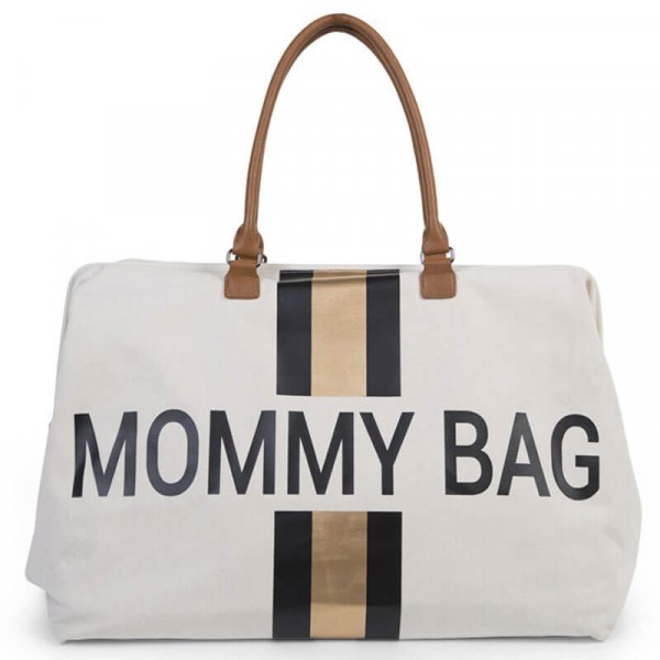 Childhome Torba podróżna Mommy Bag - paski - czarno-złote -