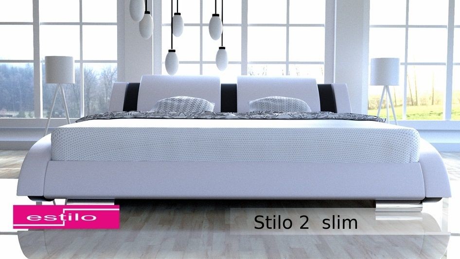 Estilo Komplet łóżko do sypialni Stilo-2 Slim z materacem 7-stref