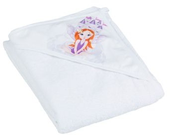 TEGA Baby Tega Okrycie Kąpielowe Z Kapturkiem 100x100 Ręcznik Księżniczka Biały