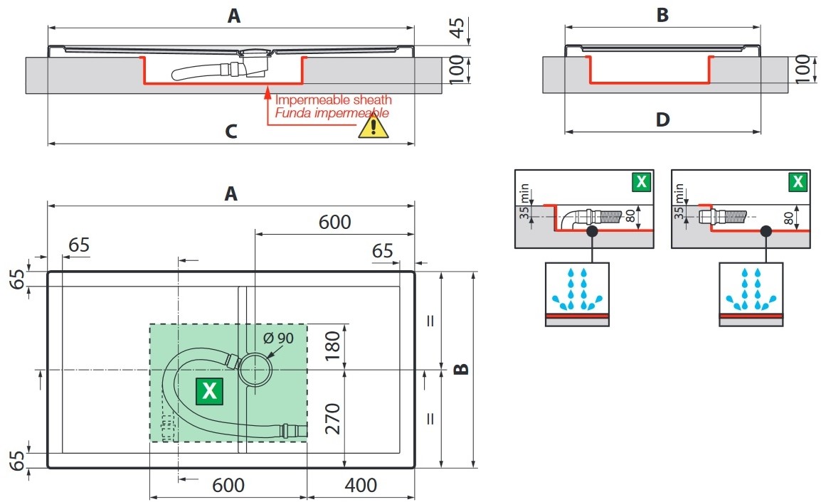 Novellini Olympic Plus  prostokątny z syfonem RAL7037 4,5 70x 140  OL140704-29