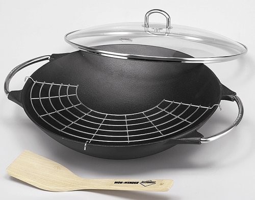 Küchenprofi 0410001036 wok ze szklaną pokrywką i akcesoriami, 36 cm 0410001036