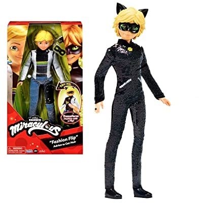 BanDai Miraculous Miraculous P50195 Lalka z cekinami Adrien-26 cm duża lalka do przebierania P50195, wielokolorowa P50195