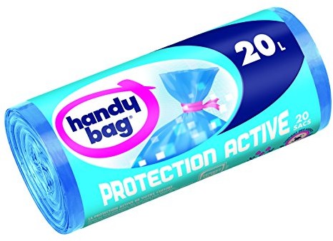 H-ANDYBAG handy Bag 3557880352004 Protection Active worki na śmieci, z taśmą do zamykania, aktywną ochronę, 20 L, 45 x 50 cm, 20 sztuk na rolce, 3 rolki 3557880352004