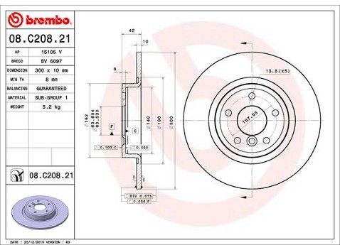 BREMBO Tarcza hamulcowa 08.C208.21