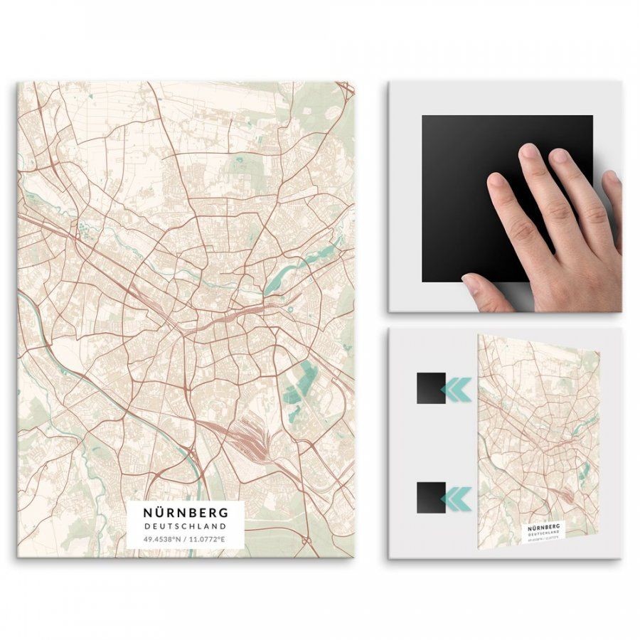 Pix4home Plakat metalowy Mapa Vintage Nürnberg L POS-L-03195
