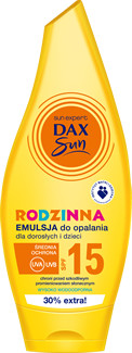 DAX Cosmetics Sun RODZINNA Emulsja do opalania dla dorosłych i dzieci SPF15, 250 ml 5900525053466