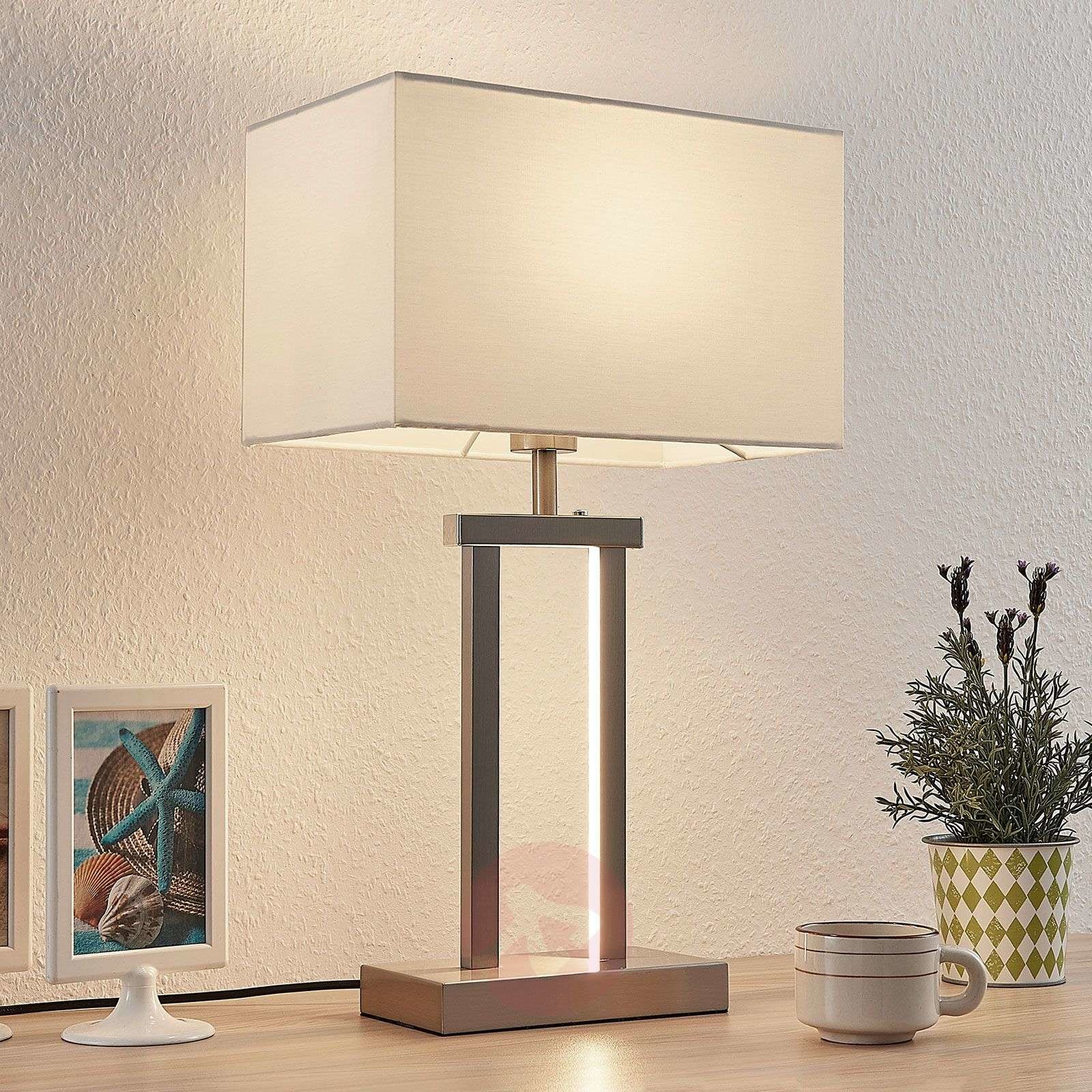 Lampenwelt com Lampa stołowa Sigurd z kloszem materiałowym